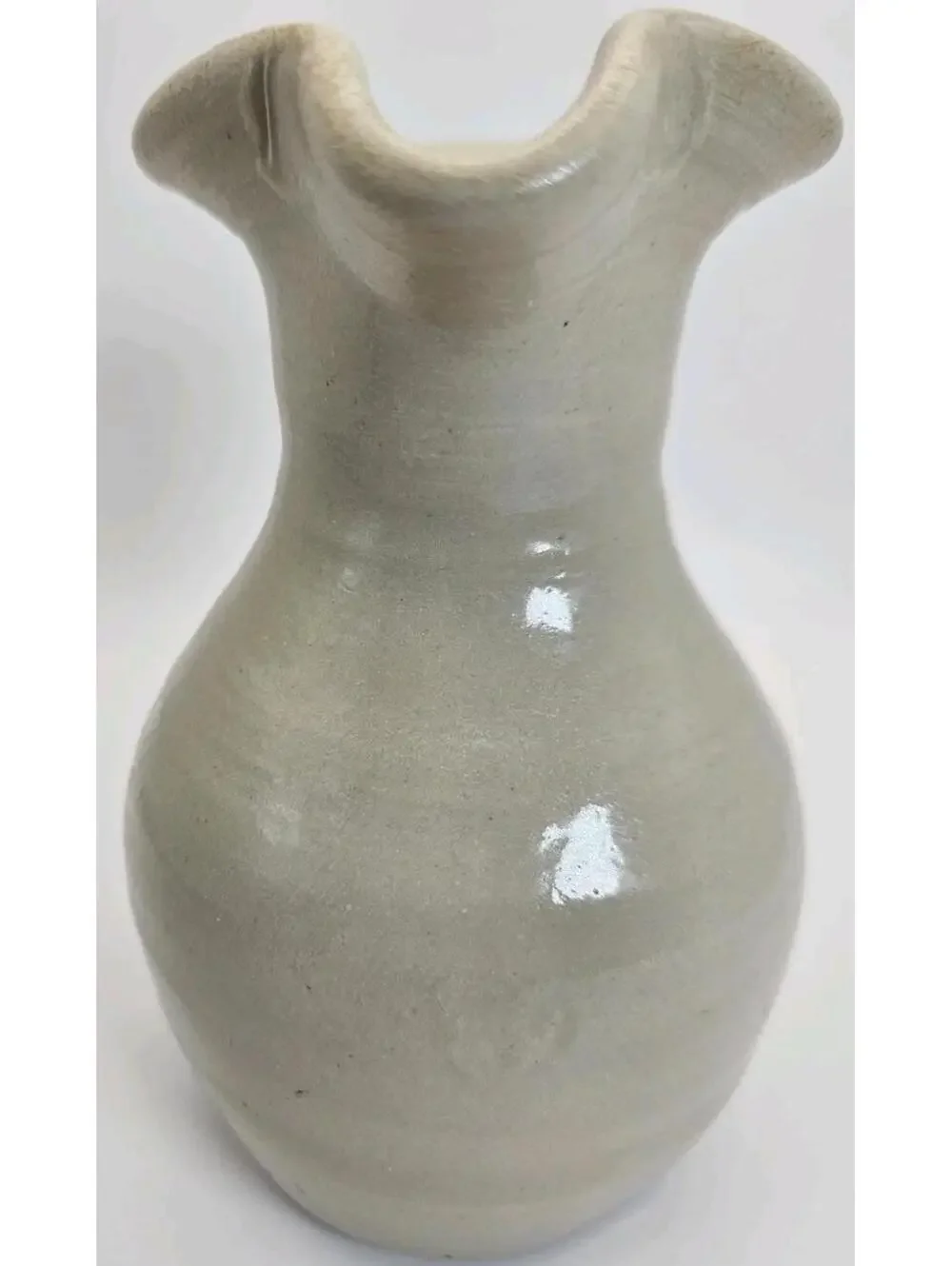 Williamsburg Pottery Small Pitcher Gray Cobalt Blue Leaf Salt Glaze Collectible
